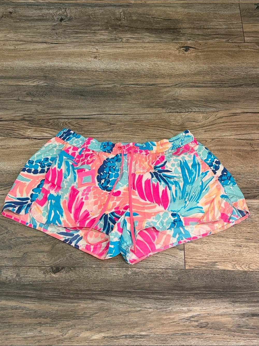 Lilly Pulitzer Pink & Blue Tropical Print Athletic Shorts